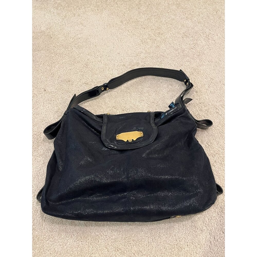 Stella McCartney Dark Blue Vegan Suede Large Tote Hobo Shoulder Bag EUC